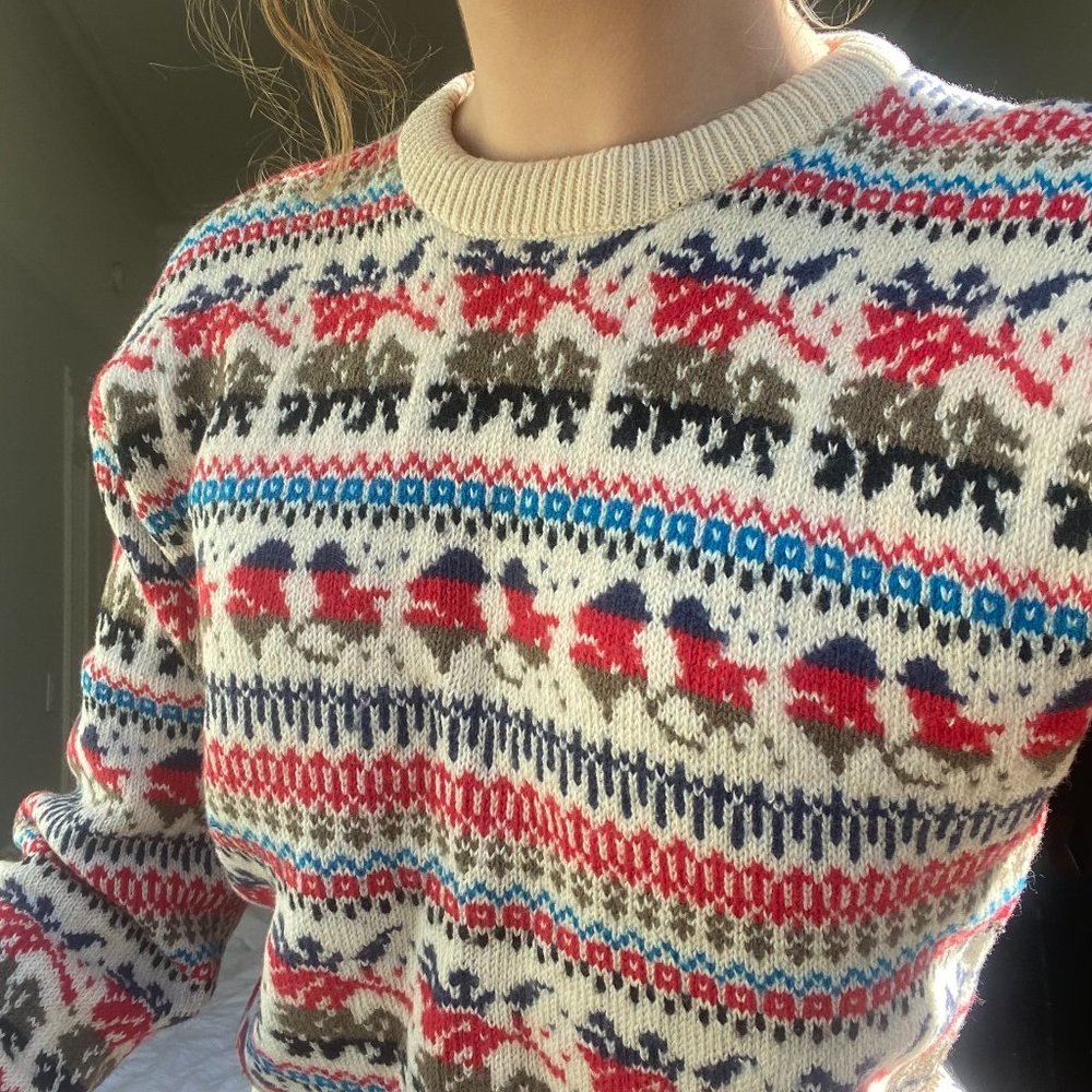 Vintage Norwegian Ski Wool Sweater Size S